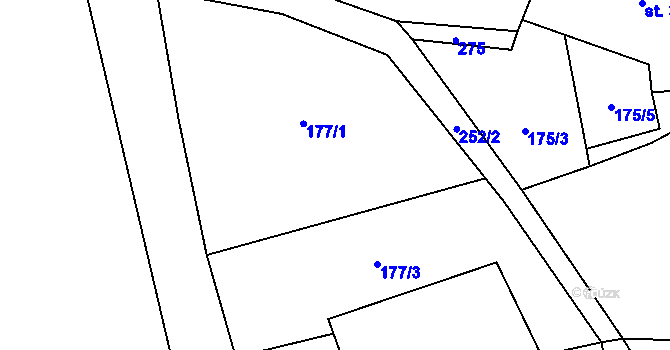 Parcela st. 177/1 v KÚ Proruby, Katastrální mapa