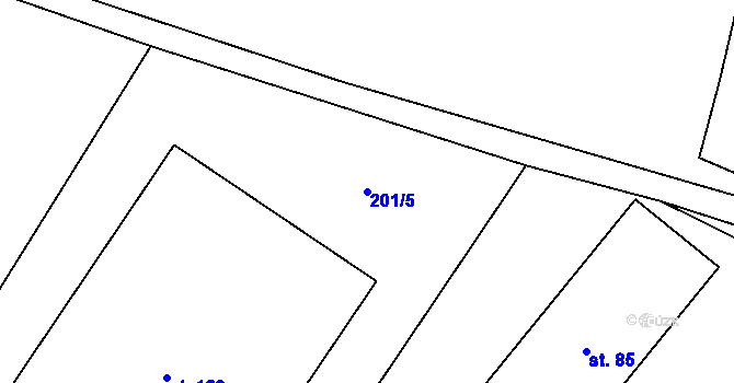 Parcela st. 201/5 v KÚ Proruby, Katastrální mapa
