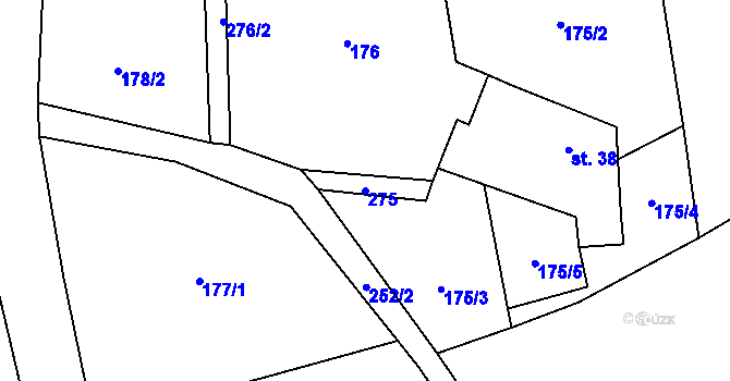 Parcela st. 275 v KÚ Proruby, Katastrální mapa