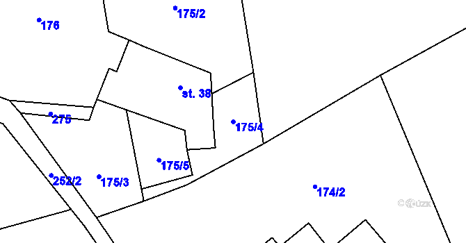 Parcela st. 175/4 v KÚ Proruby, Katastrální mapa