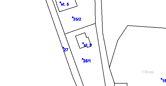 Parcela st. 9 v KÚ Harcov, Katastrální mapa