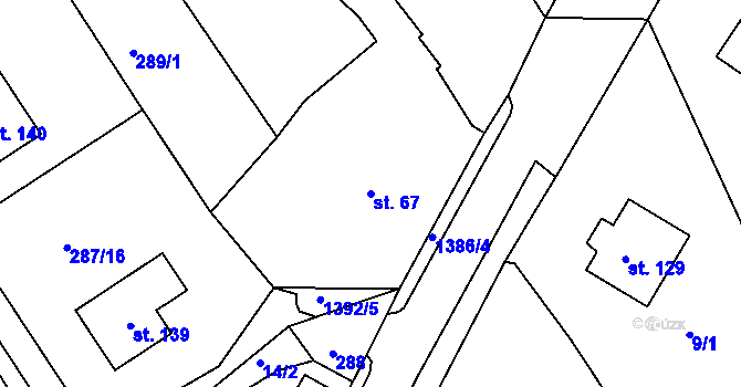 Parcela st. 67 v KÚ Brzkov, Katastrální mapa
