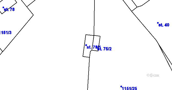 Parcela st. 75/1 v KÚ Brzkov, Katastrální mapa