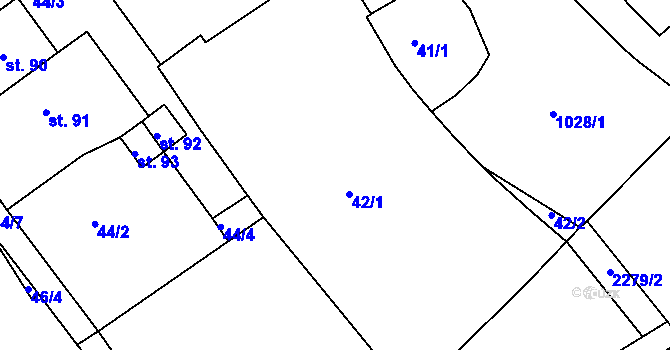 Parcela st. 42 v KÚ Brzkov, Katastrální mapa