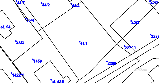 Parcela st. 44/1 v KÚ Brzkov, Katastrální mapa