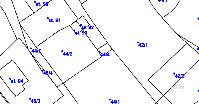 Parcela st. 44/4 v KÚ Brzkov, Katastrální mapa