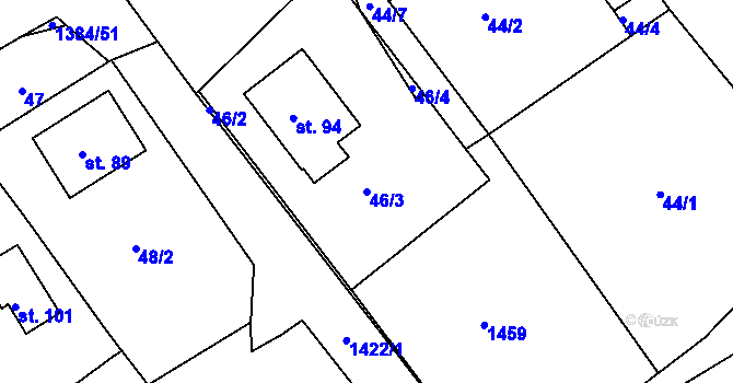 Parcela st. 46/3 v KÚ Brzkov, Katastrální mapa