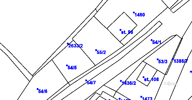 Parcela st. 55/2 v KÚ Brzkov, Katastrální mapa