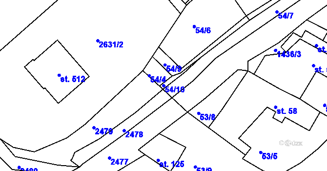 Parcela st. 54/10 v KÚ Brzkov, Katastrální mapa