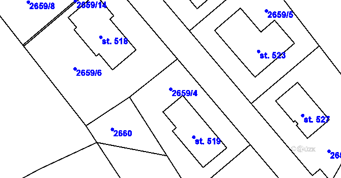 Parcela st. 2659/4 v KÚ Brzkov, Katastrální mapa