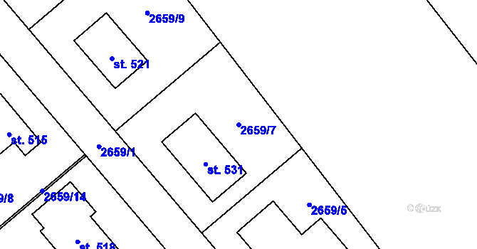 Parcela st. 2659/7 v KÚ Brzkov, Katastrální mapa