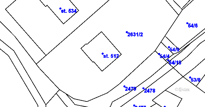 Parcela st. 512 v KÚ Brzkov, Katastrální mapa