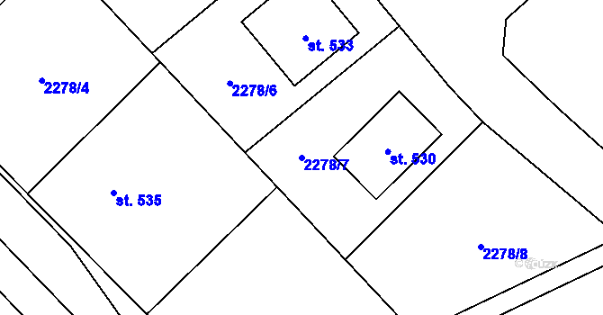 Parcela st. 2278/7 v KÚ Brzkov, Katastrální mapa