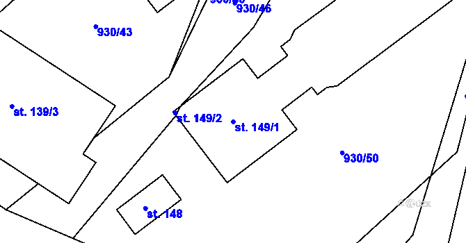 Parcela st. 149/1 v KÚ Brzotice, Katastrální mapa