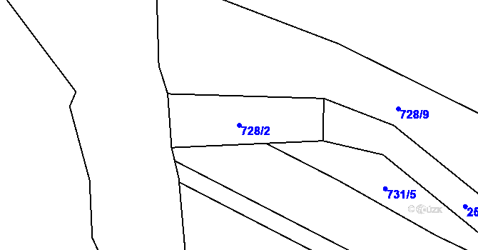 Parcela st. 728/2 v KÚ Brzotice, Katastrální mapa