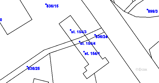 Parcela st. 154/4 v KÚ Brzotice, Katastrální mapa
