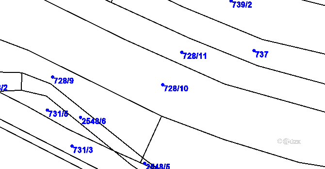 Parcela st. 728/10 v KÚ Brzotice, Katastrální mapa
