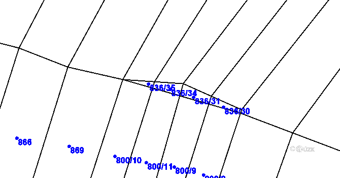 Parcela st. 836/34 v KÚ Brzotice, Katastrální mapa