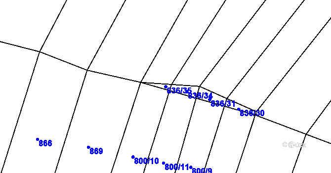 Parcela st. 836/35 v KÚ Brzotice, Katastrální mapa
