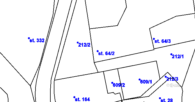 Parcela st. 64/2 v KÚ Břasy, Katastrální mapa