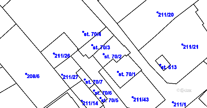 Parcela st. 70/2 v KÚ Břasy, Katastrální mapa