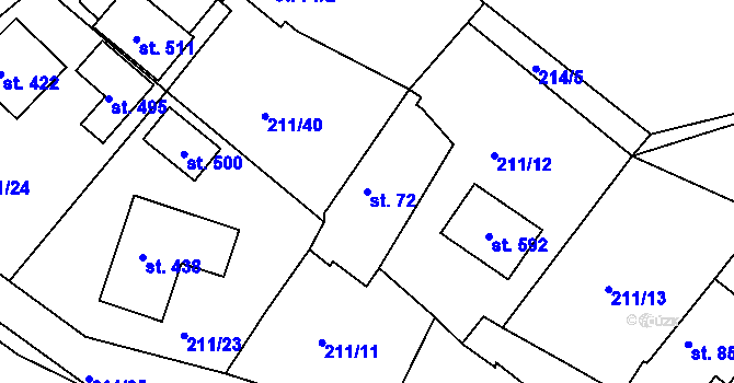 Parcela st. 72 v KÚ Břasy, Katastrální mapa