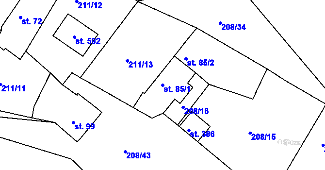 Parcela st. 85/1 v KÚ Břasy, Katastrální mapa