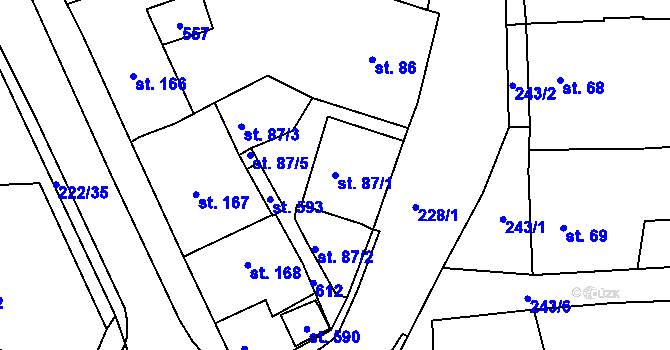 Parcela st. 87/1 v KÚ Břasy, Katastrální mapa