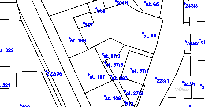 Parcela st. 87/3 v KÚ Břasy, Katastrální mapa