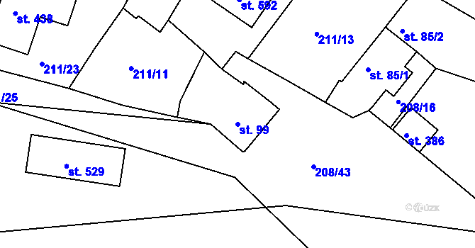 Parcela st. 99 v KÚ Břasy, Katastrální mapa