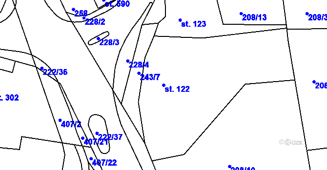 Parcela st. 122 v KÚ Břasy, Katastrální mapa