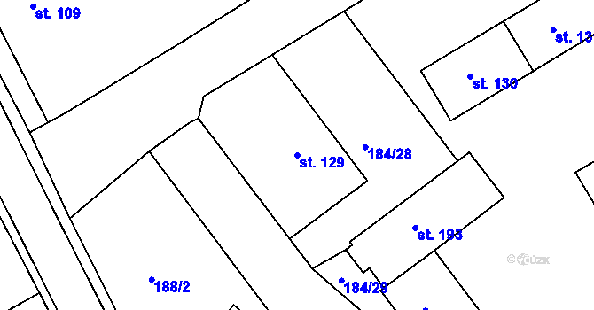 Parcela st. 129 v KÚ Břasy, Katastrální mapa