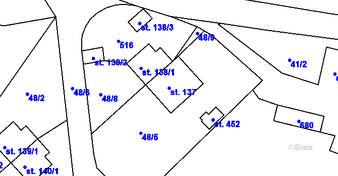 Parcela st. 137 v KÚ Břasy, Katastrální mapa