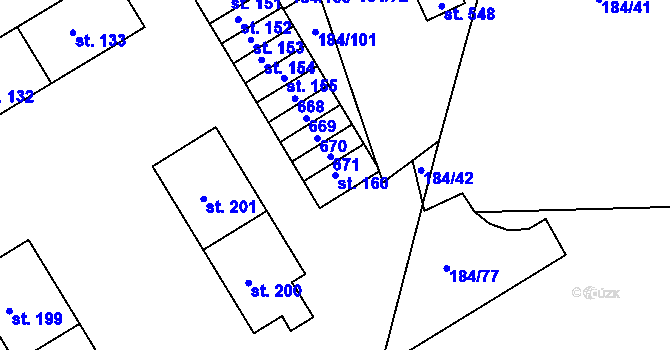 Parcela st. 160 v KÚ Břasy, Katastrální mapa