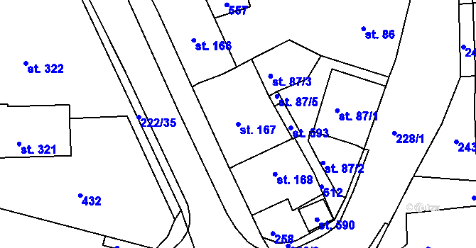 Parcela st. 167 v KÚ Břasy, Katastrální mapa