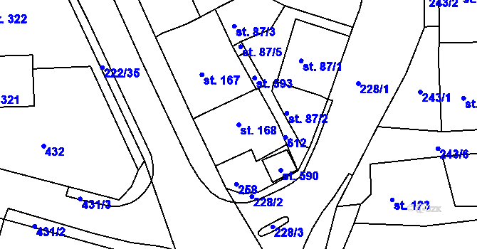 Parcela st. 168 v KÚ Břasy, Katastrální mapa