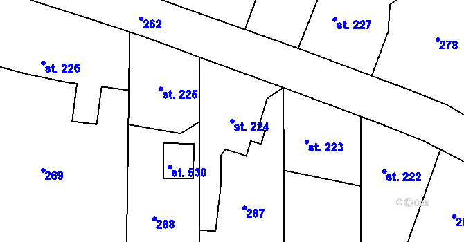 Parcela st. 224 v KÚ Břasy, Katastrální mapa