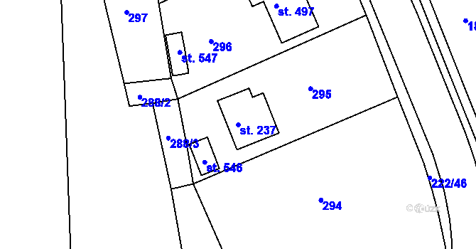 Parcela st. 237 v KÚ Břasy, Katastrální mapa