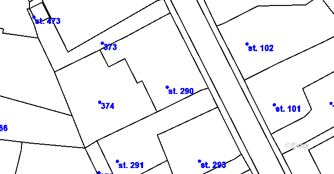 Parcela st. 290 v KÚ Břasy, Katastrální mapa