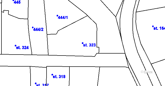 Parcela st. 323 v KÚ Břasy, Katastrální mapa