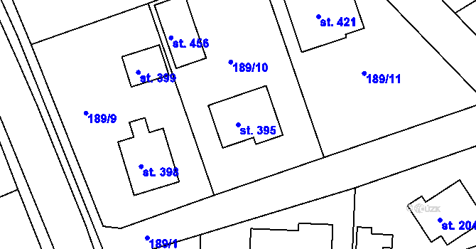 Parcela st. 395 v KÚ Břasy, Katastrální mapa