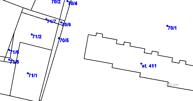 Parcela st. 408 v KÚ Břasy, Katastrální mapa