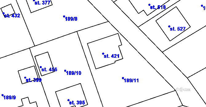 Parcela st. 421 v KÚ Břasy, Katastrální mapa
