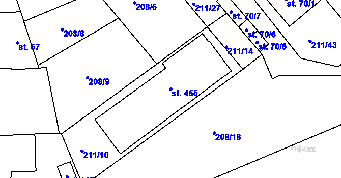 Parcela st. 455 v KÚ Břasy, Katastrální mapa