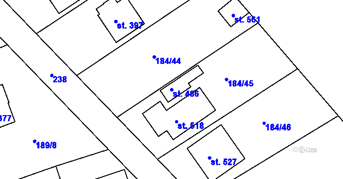 Parcela st. 486 v KÚ Břasy, Katastrální mapa