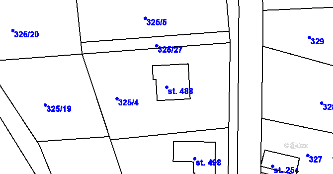 Parcela st. 488 v KÚ Břasy, Katastrální mapa