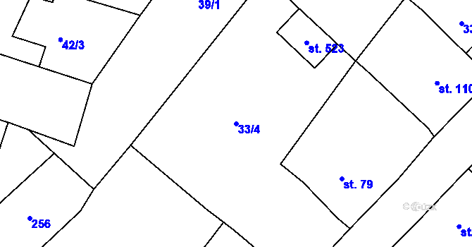 Parcela st. 33/4 v KÚ Břasy, Katastrální mapa