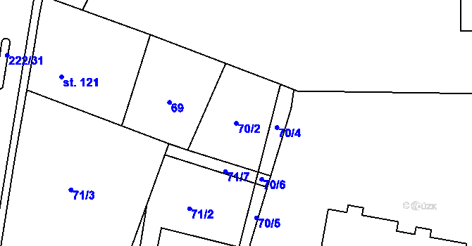 Parcela st. 70/2 v KÚ Břasy, Katastrální mapa