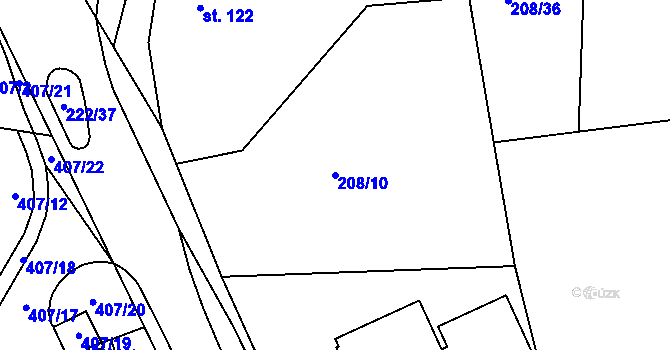 Parcela st. 208/10 v KÚ Břasy, Katastrální mapa