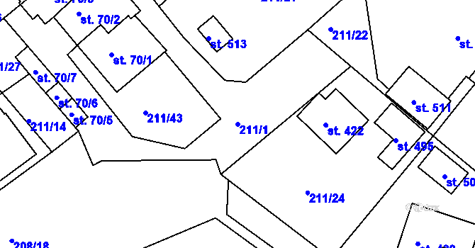 Parcela st. 211/1 v KÚ Břasy, Katastrální mapa